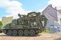 SOVETSK, RUSSIA. A fast trench machine is BTM-3 in the exposition of the Museum of Military Equipment. Kaliningrad region